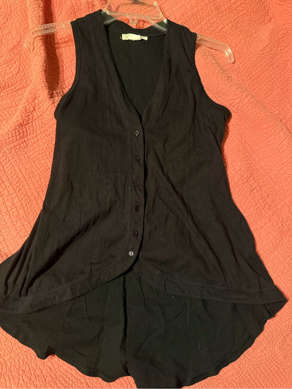 Black Sleeveless Button-Front Women's Top